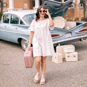 NWT Jillian Harris x Jardines Domaine White Coquette Babydoll Cotton Dress L